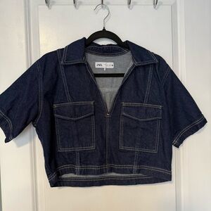 Zara Cropped Denim Shirt